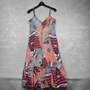 Lauren Ralph Lauren Dress Womens Size 2 Nautical Print Georgette Midi Dress